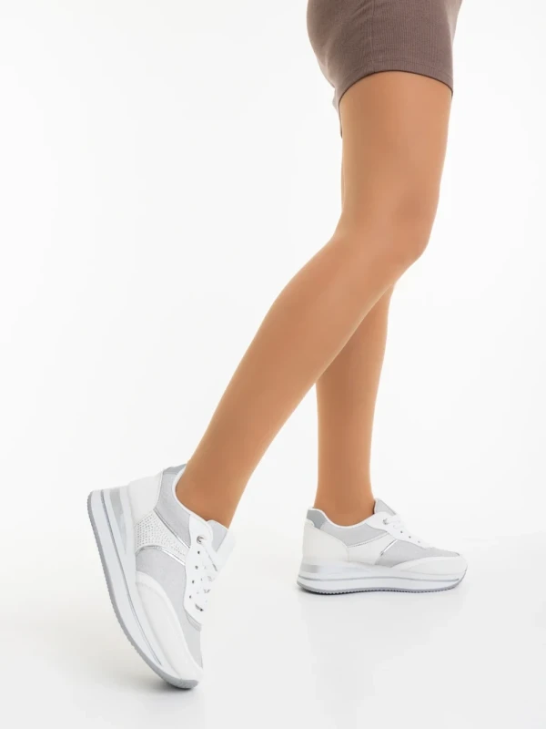 Ylumi fehér női sportcipő ökológiai bőrből és textil anyagból