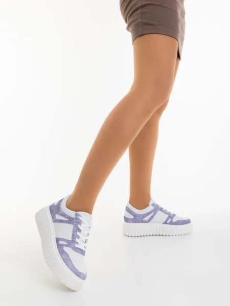 Diara fehér és lila női sportcipő ökológiai bőrből