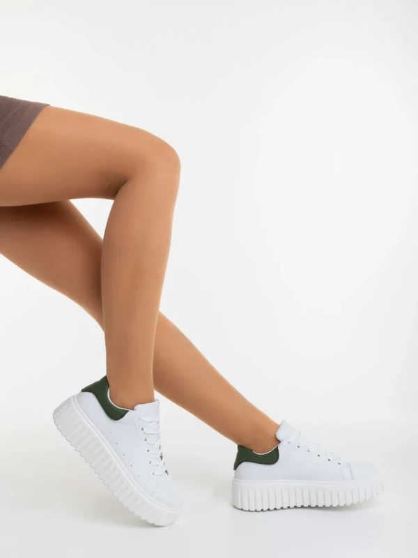 Yarada fehér és zöld női sportcipő ökológiai bőrből