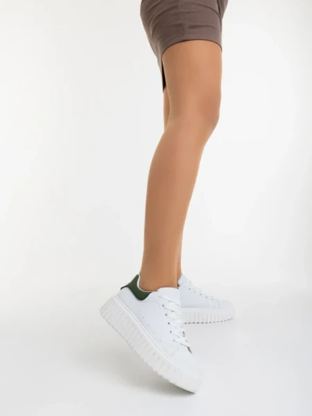 Yarada fehér és zöld női sportcipő ökológiai bőrből