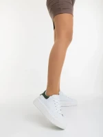 Yarada fehér és zöld női sportcipő ökológiai bőrből