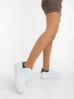 Yarada fehér és zöld női sportcipő ökológiai bőrből