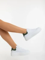Yarada fehér és zöld női sportcipő ökológiai bőrből