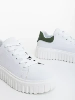 Yarada fehér és zöld női sportcipő ökológiai bőrből
