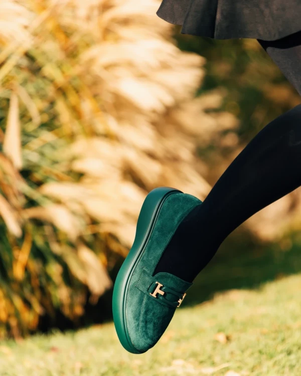 Mirumia zöld női félcipő textil anyagból