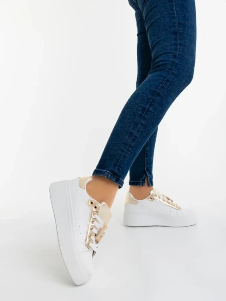 Amazera aranyszinű női sportcipő ökológiai bőrből