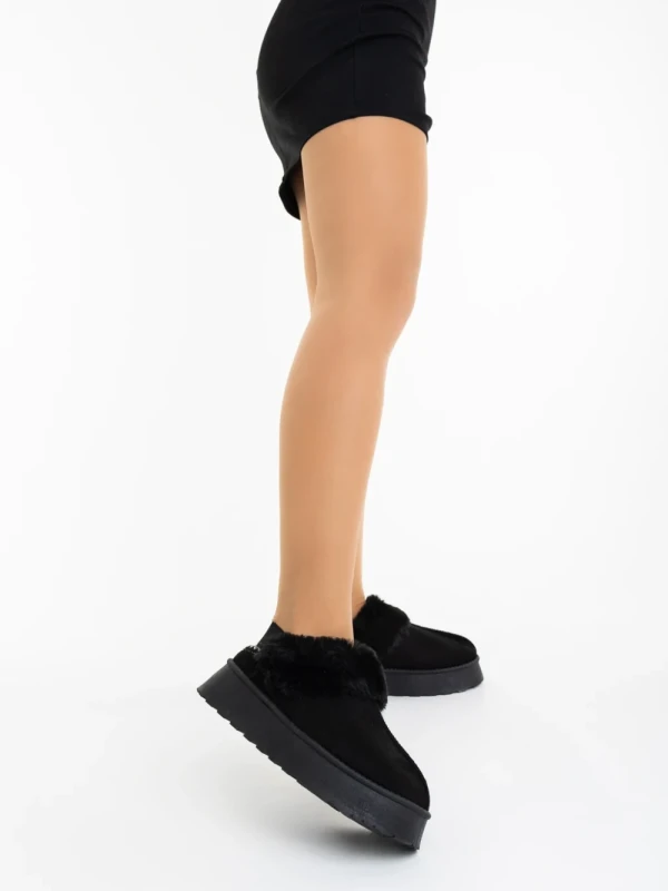 Azerin fekete női papucs textil anyagból