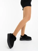 Azerin fekete női papucs textil anyagból