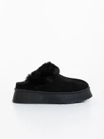 Azerin fekete női papucs textil anyagból