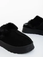 Azerin fekete női papucs textil anyagból