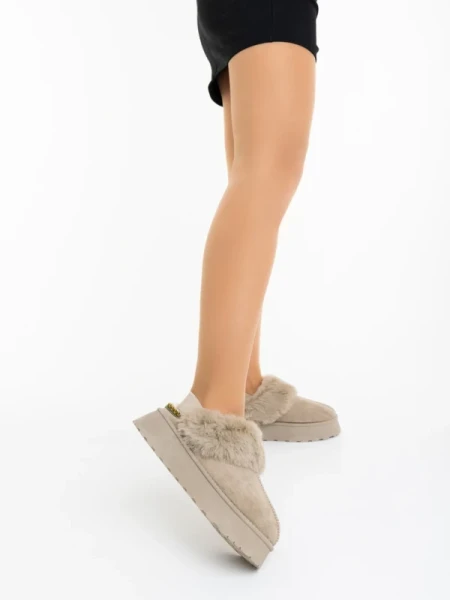 Azerin bézs női papucs textil anyagból