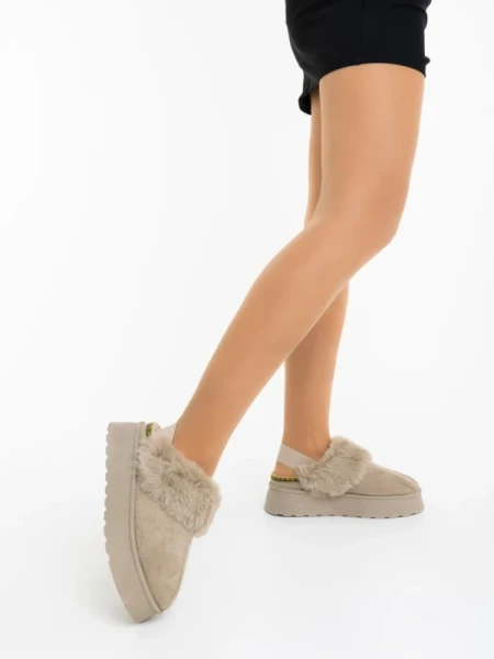 Azerin bézs női papucs textil anyagból