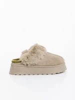 Azerin bézs női papucs textil anyagból