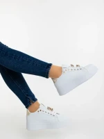 Lovely fehér és aranyszinű női sportcipő ökológiai bőrből