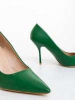 Rodinia zöld női magassarkú cipő ökológiai bőrből