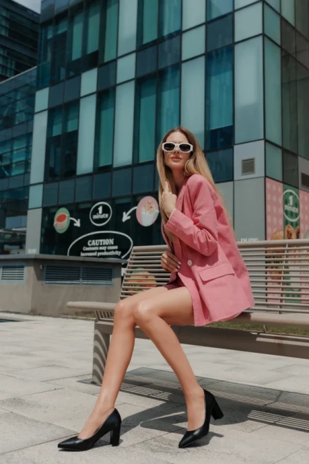 Pictoria fekete női magassarkú cipő ökológiai bőrből