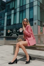 Pictoria fekete női magassarkú cipő ökológiai bőrből