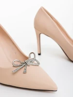 Xenora bézs női magassarkú cipő ökológiai bőrből