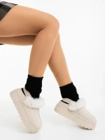 Temaria világos bézs női papucs textil anyagból