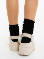 Temaria világos bézs női papucs textil anyagból