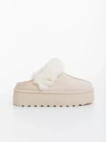 Temaria világos bézs női papucs textil anyagból