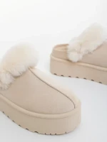 Temaria világos bézs női papucs textil anyagból