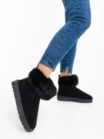 Ezera fekete női csizma textil anyagból