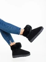 Ezera fekete női csizma textil anyagból