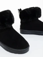 Ezera fekete női csizma textil anyagból