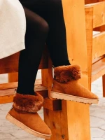 Ezera tevebarna női csizma textil anyagból