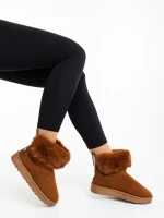 Ezera tevebarna női csizma textil anyagból