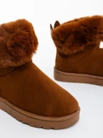 Ezera tevebarna női csizma textil anyagból