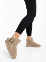 Diera bézs női csizma textil anyagból