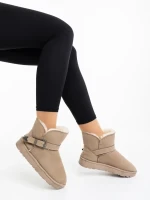 Diera bézs női csizma textil anyagból