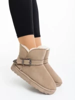 Diera bézs női csizma textil anyagból