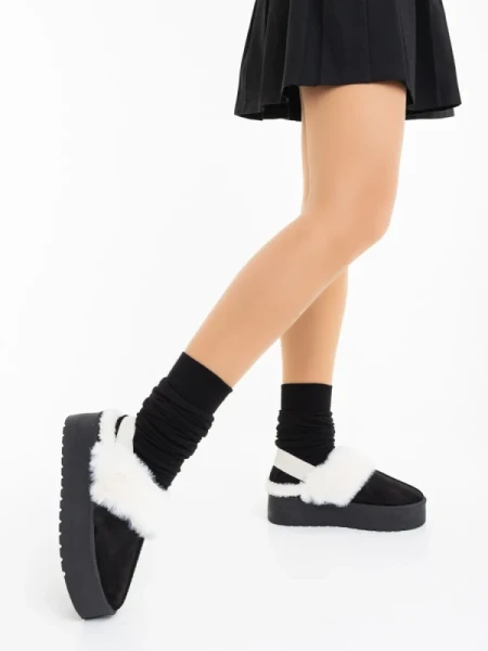 Delisia fekete női papucs textil anyagból