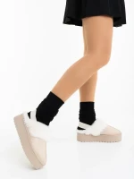 Delisia  világos bézs női papucs textil anyagból