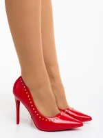Starlight piros női magassarkú cipő lakkozott ökológiai bőrből