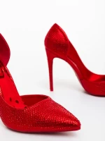 Zosia piros női magassarkú cipő textil anyagból