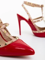 Delaine piros női magassarkú cipő lakkozott ökológiai bőrből