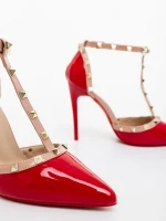 Namora piros női magassarkú cipő lakkozott ökológiai bőrből