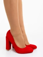 Wisteria piros női magassarkú cipő textil anyagból