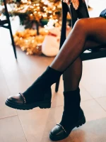 Ignacia fekete női bakancs ökológiai bőrből és textil anyagból