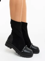 Ignacia fekete női bakancs ökológiai bőrből és textil anyagból