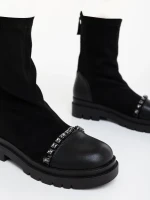 Ignacia fekete női bakancs ökológiai bőrből és textil anyagból