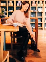 Candida fekete női bakancs textil anyagból