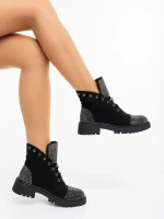 Candida fekete női bakancs textil anyagból