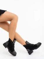 Candida fekete női bakancs textil anyagból