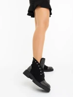 Candida fekete női bakancs textil anyagból