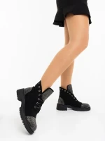 Candida fekete női bakancs textil anyagból